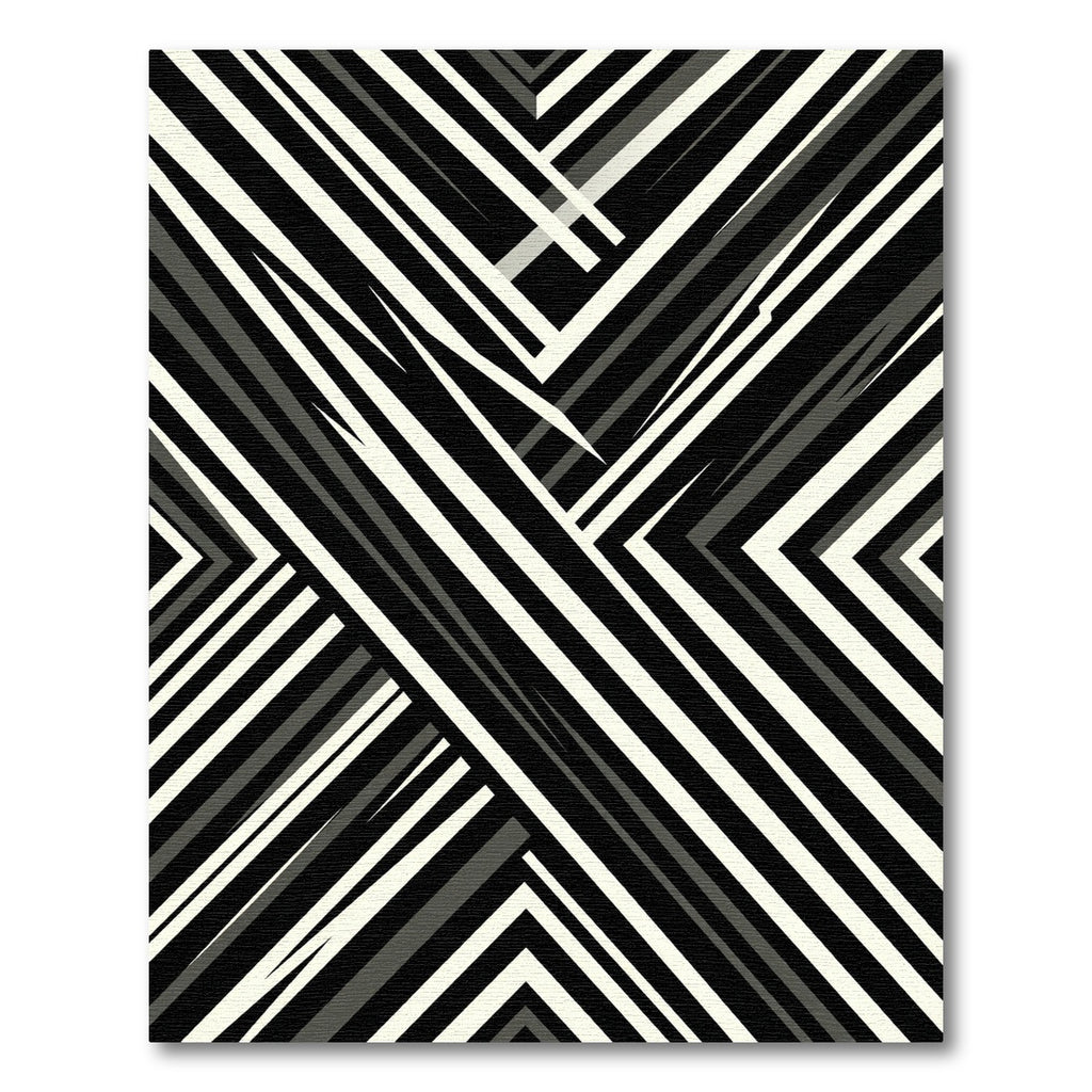 Monochrome Angular Graphic Striped Composition Rug