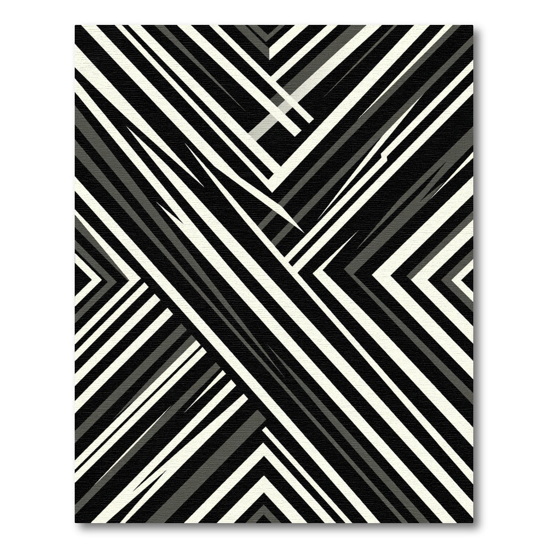 Monochrome Angular Graphic Striped Composition Rug