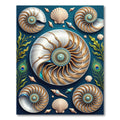 Gilded Nautilus Shell Teal Ocean Floor Rug