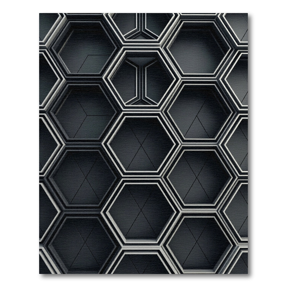 Dark Gray Geometric Hexagonal Stacks Rug