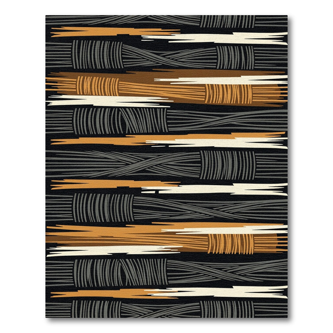 Abstract Earth Tone Woven Stripe Rug