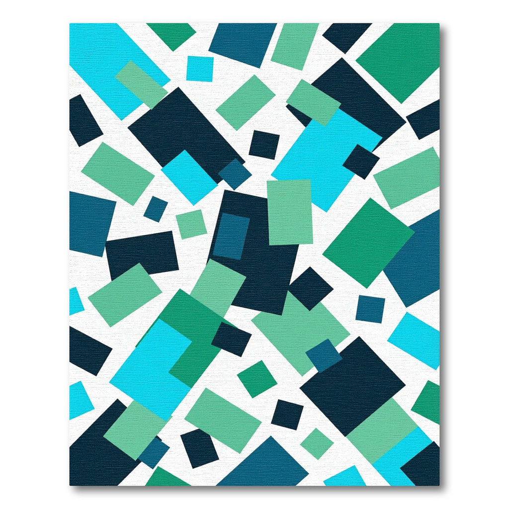 Abstract Geometric Teal and Navy Rectangles Rug