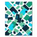 Abstract Geometric Teal and Navy Rectangles Rug