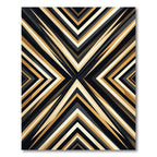 Geometric Gold Black Abstract Chevron Rug