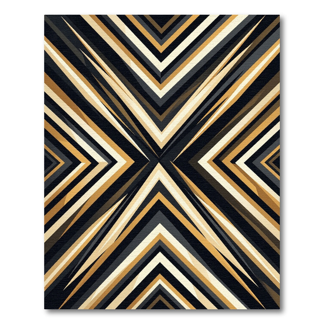 Geometric Gold Black Abstract Chevron Rug