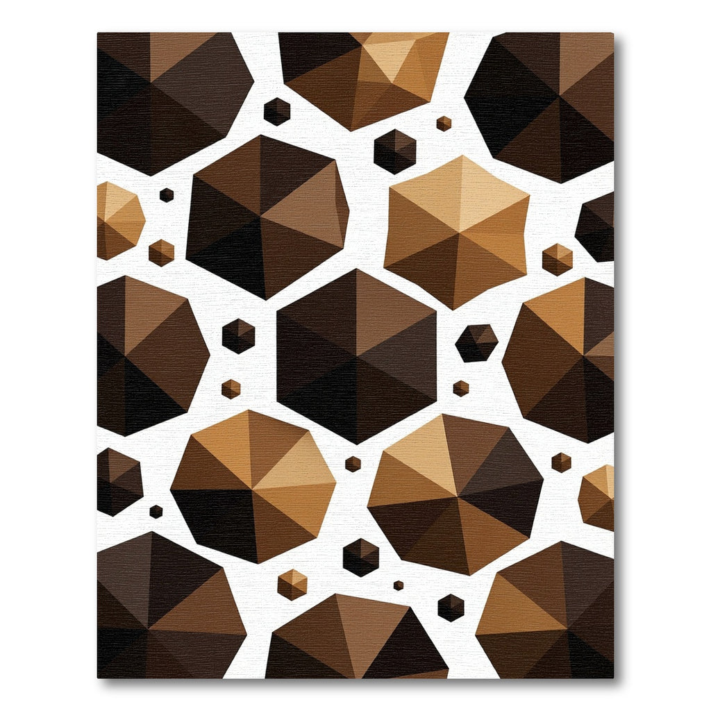 Geometric Hexagon Brown Ochre Mosaic Rug
