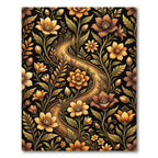 Golden Bronze Floral Vine Accents Rug