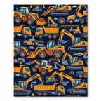 Vibrant Yellow Construction Vehicle Fleet Rug