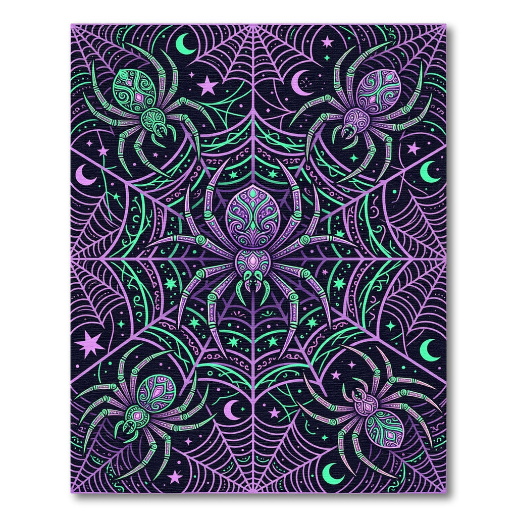 Neon Gothic Spider Web Celestial Rug