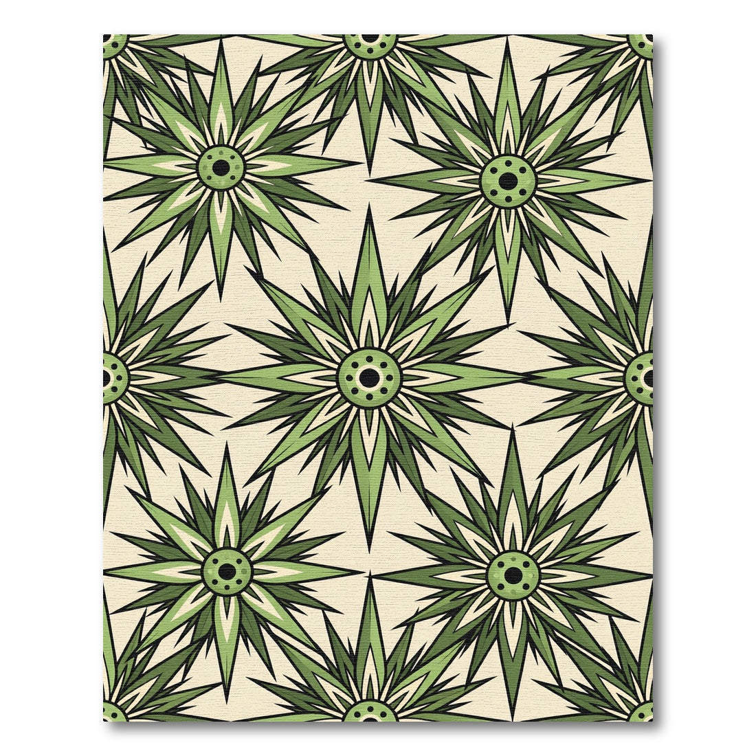 Sage Green Starburst Geometric Tile Rug