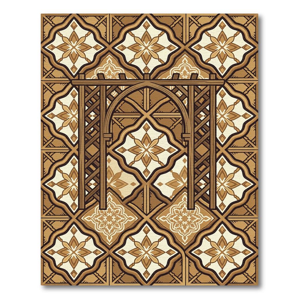 Brown Wooden Arch Floral Medina Rug