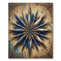 Vintage Navy Gold Compass Star Rug
