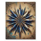 Vintage Navy Gold Compass Star Rug