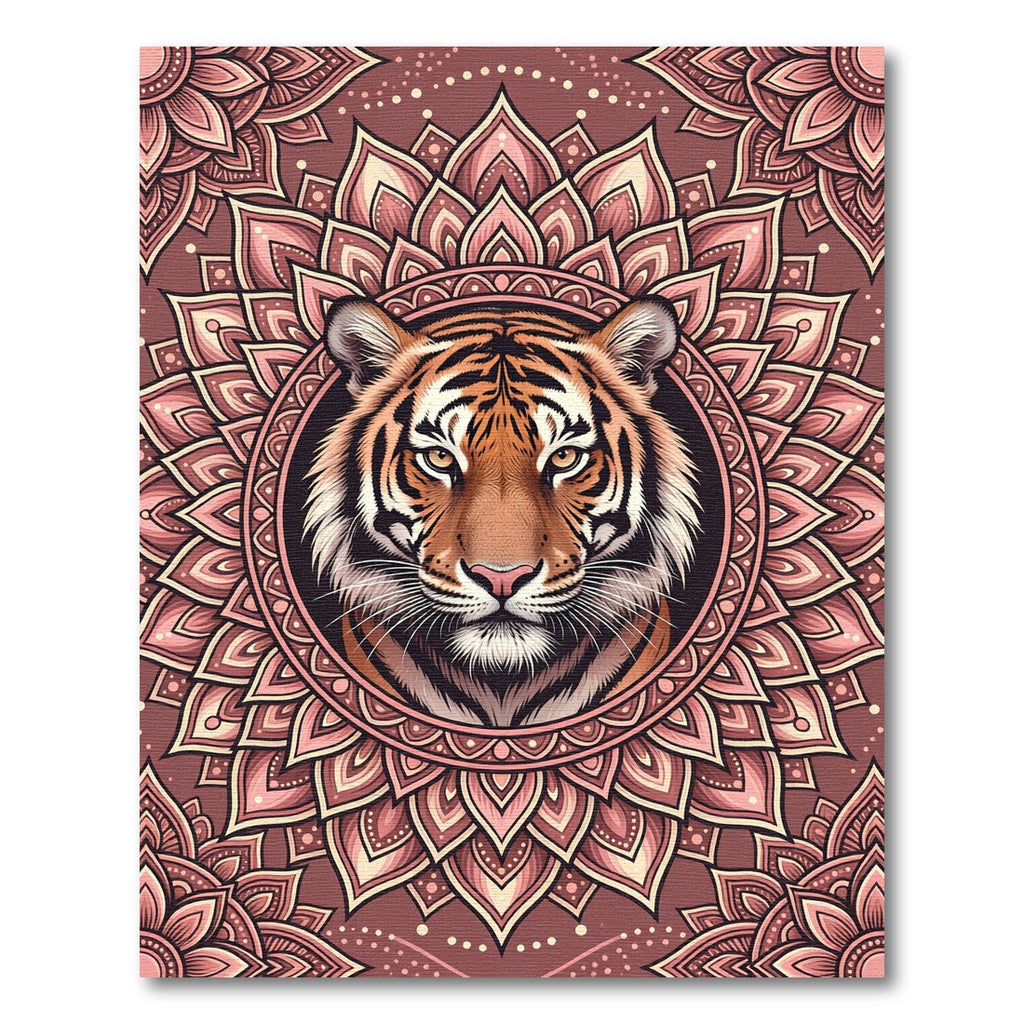 Earthy Rose Tiger Mandala Medallion Rug