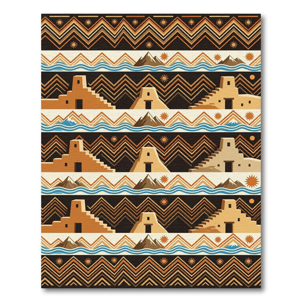 Southwestern Desert Adobe Mountain Earthy Zigzag Rug