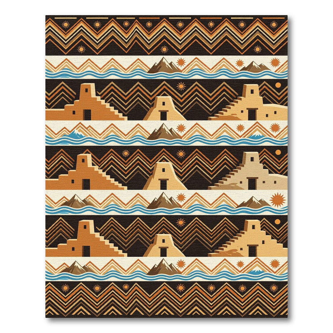 Southwestern Desert Adobe Mountain Earthy Zigzag Rug