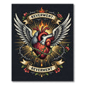 Gothic Winged Heart with Sacred Flame Rug