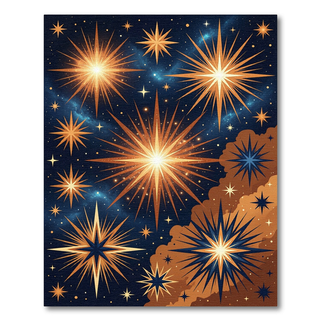 Golden Starburst Cosmic Night Rug