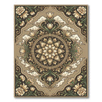 Earthy Beige Floral Mandala Cloud Rug