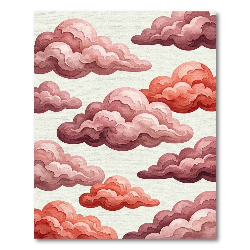 Pink and Red Cloudscape Painting Rug
