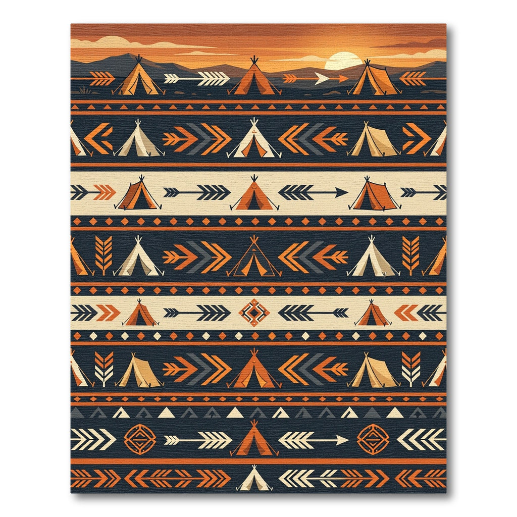 Earthy Sunset Teepee Arrow Geometric Rug