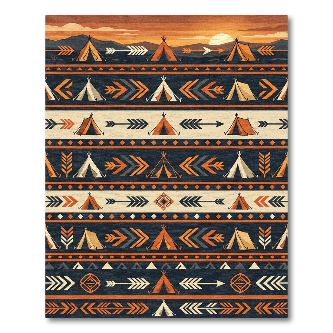 Earthy Sunset Teepee Arrow Geometric Rug