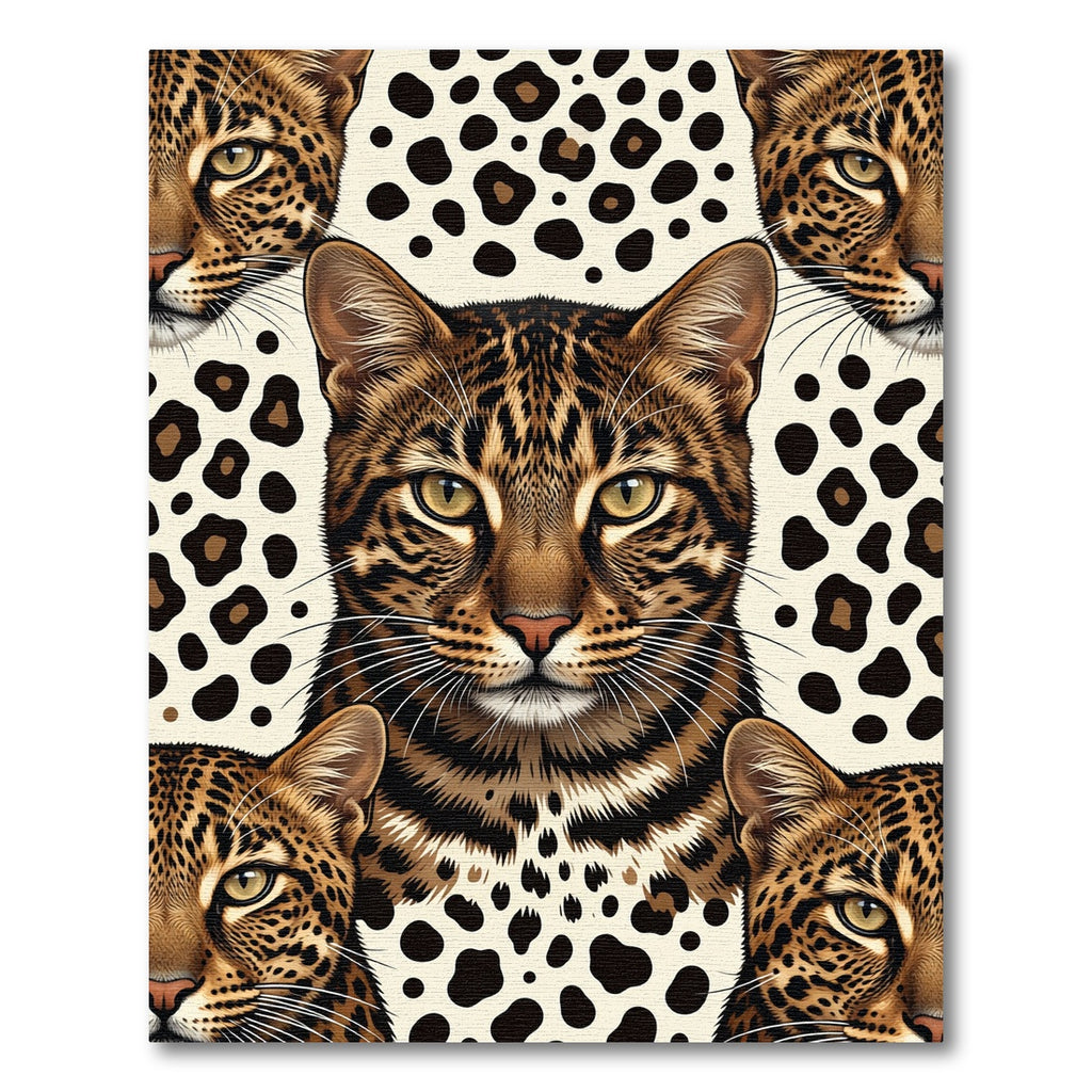 Leopard Faces Spotted Background Rug