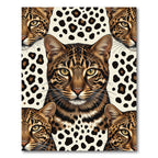 Leopard Faces Spotted Background Rug