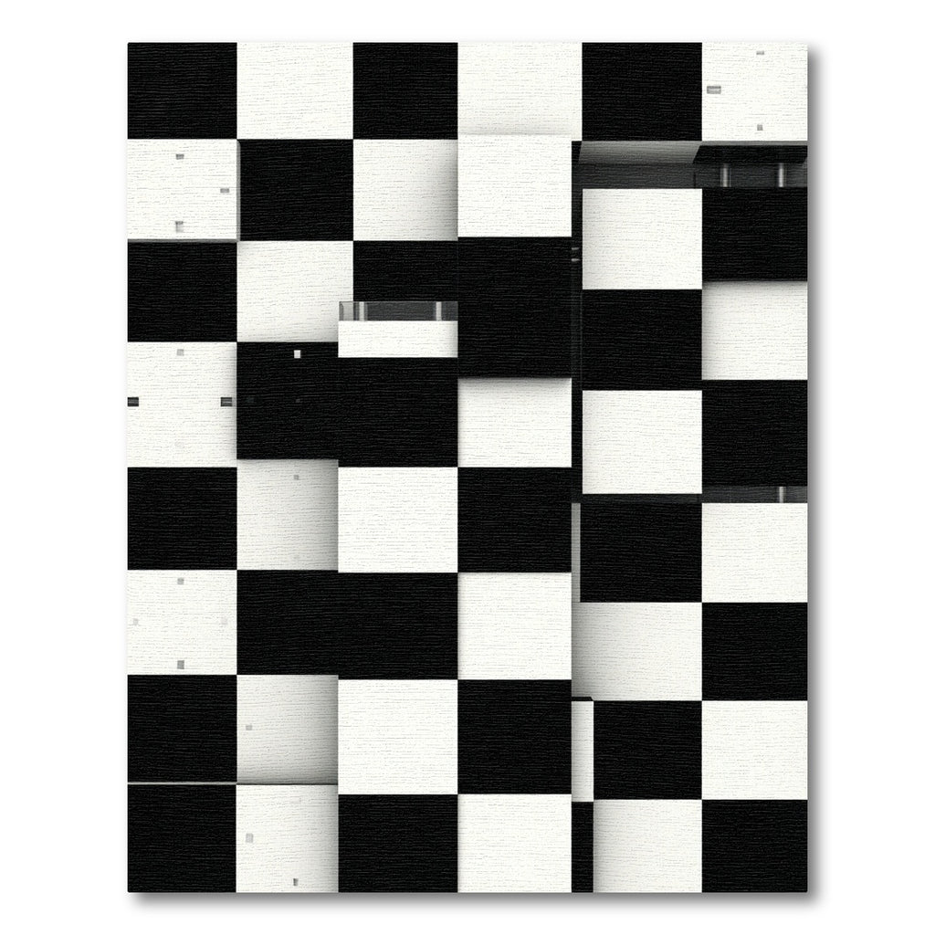 Graphic Black White Checkerboard Grid Rug
