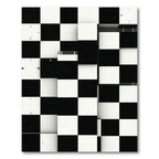 Graphic Black White Checkerboard Grid Rug