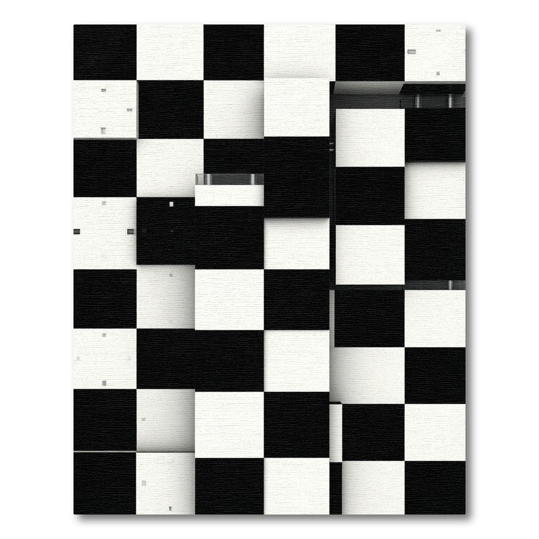 Graphic Black White Checkerboard Grid Rug