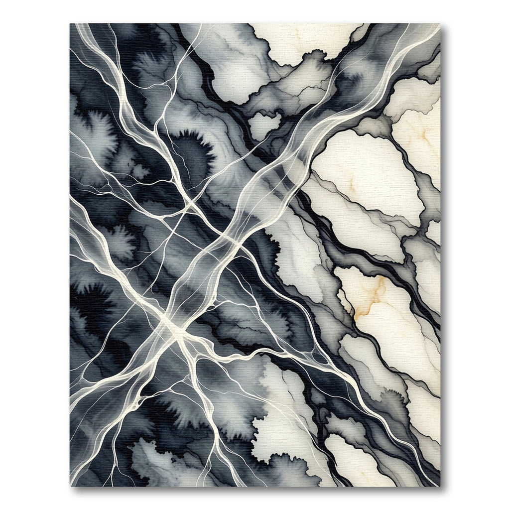 Monochrome Abstract Flowing Marble Ink Rug