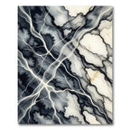 Monochrome Abstract Flowing Marble Ink Rug