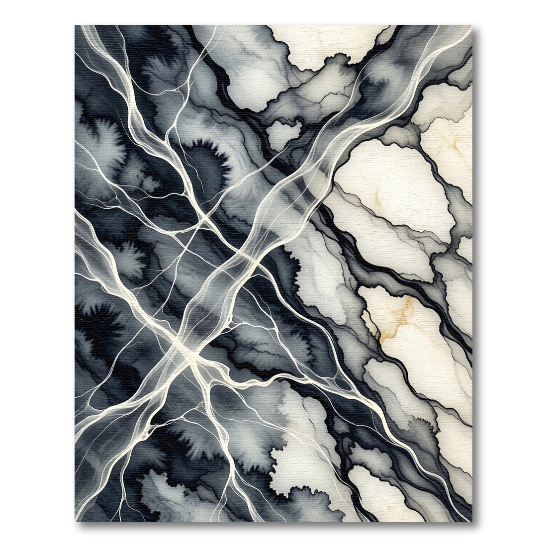 Monochrome Abstract Flowing Marble Ink Rug