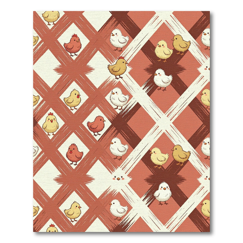 Whimsical Yellow Chick Diamond Plaid Rug