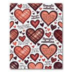 Red Scribbled Heart Valentine Pattern Rug