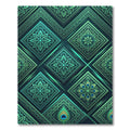 Emerald Teal Geometric Floral Diamond Rug