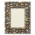 Neutral Stone Frame with Paw Prints Rug