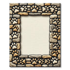 Neutral Stone Frame with Paw Prints Rug