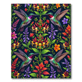 Vibrant Hummingbird and Honeysuckle Floral Tapestry Rug