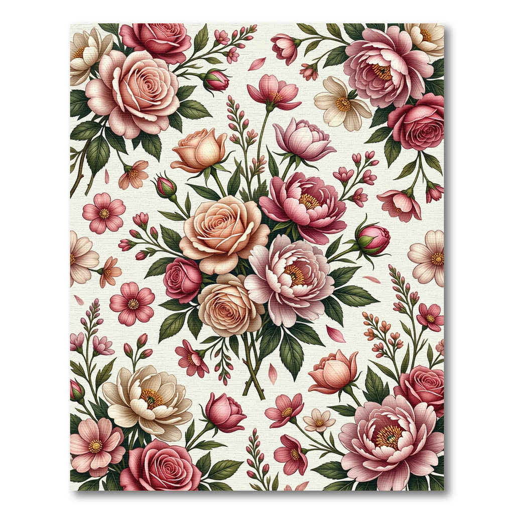 Vintage Pink Rose Blossom Garden Rug