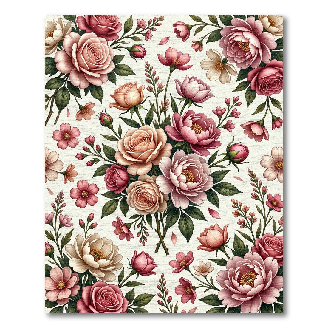 Vintage Pink Rose Blossom Garden Rug