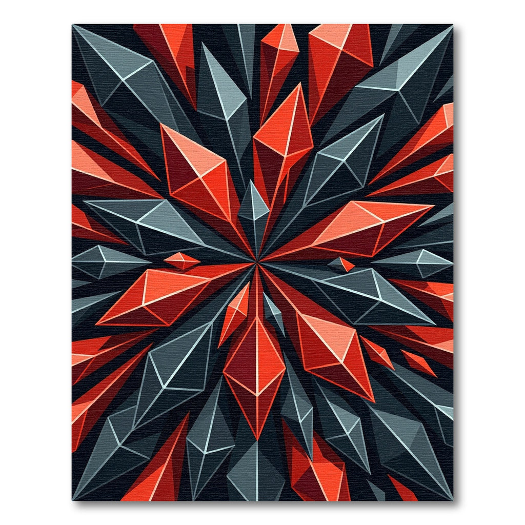 Sharp Ruby Geometric Radiant Star Rug