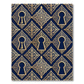 Royal Blue Gold Filigree Keyhole Interlock Rug
