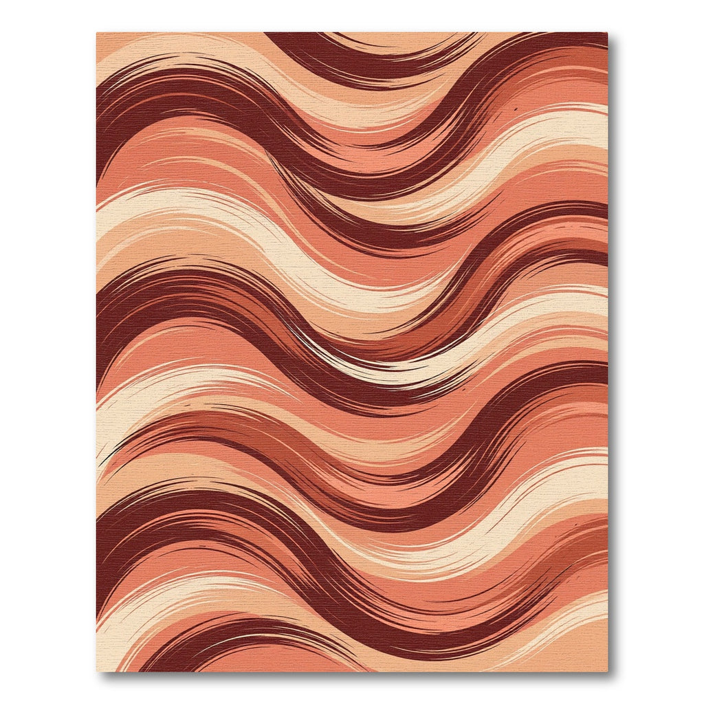 Earthy Terracotta Wavy Abstract Strokes Rug