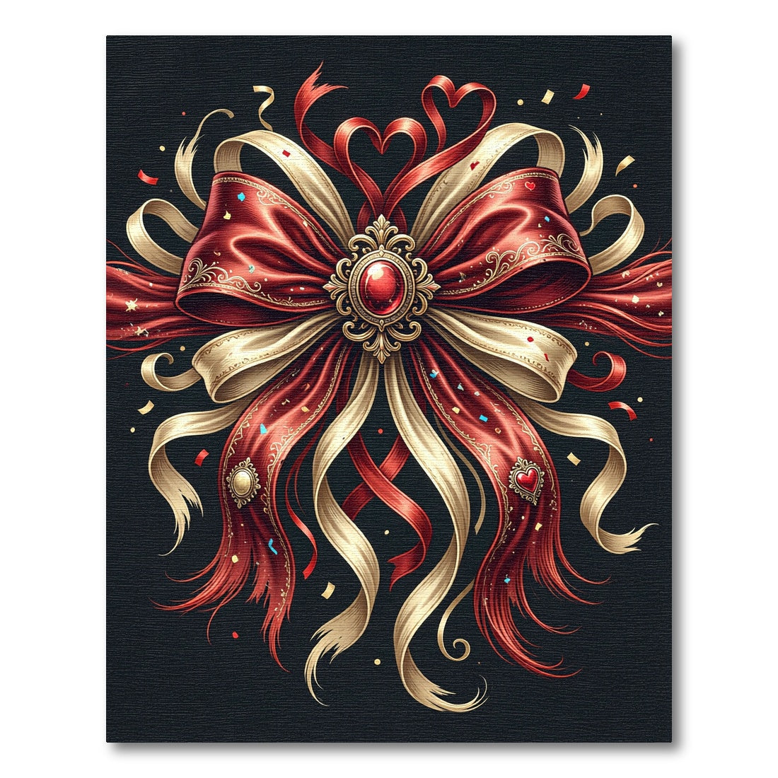 Elegant Crimson Royal Ribbon Bow Rug
