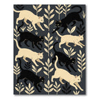Elegant Monochrome Cat and Foliage Rug