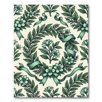 Sage Green Botanical Wreath Floral Ribbon Rug