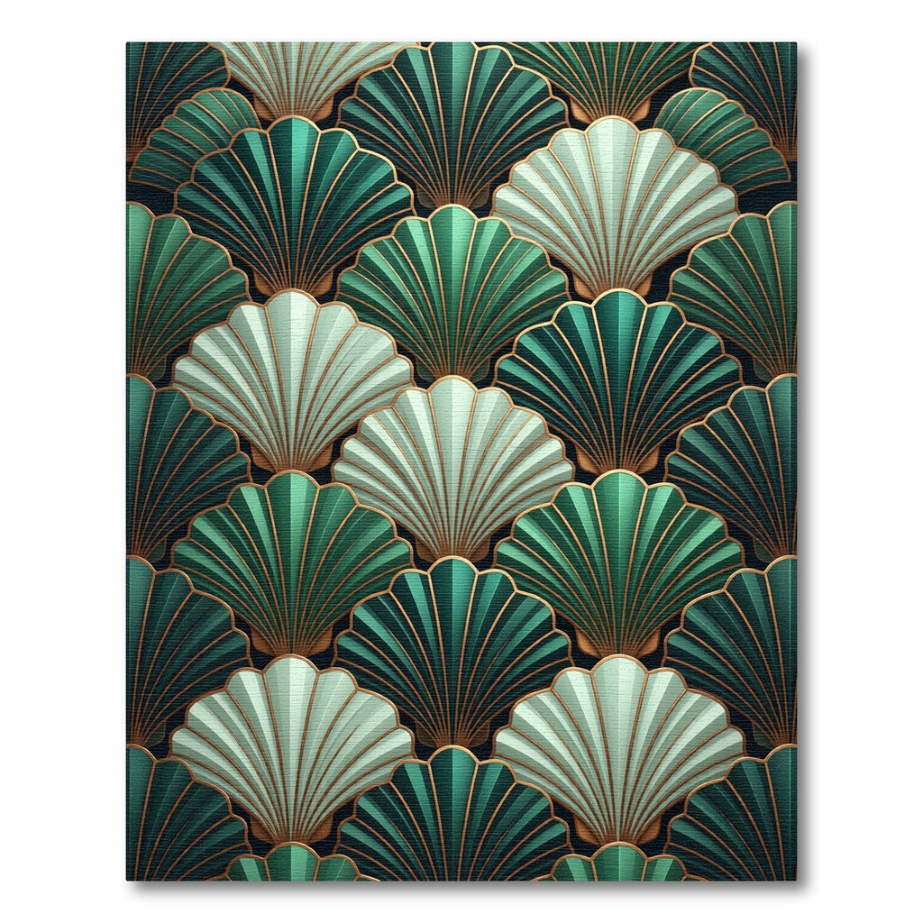 Emerald Green Fan Shell Geometric Rug