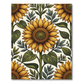 Golden Sunflower Floral Botanical Art Rug